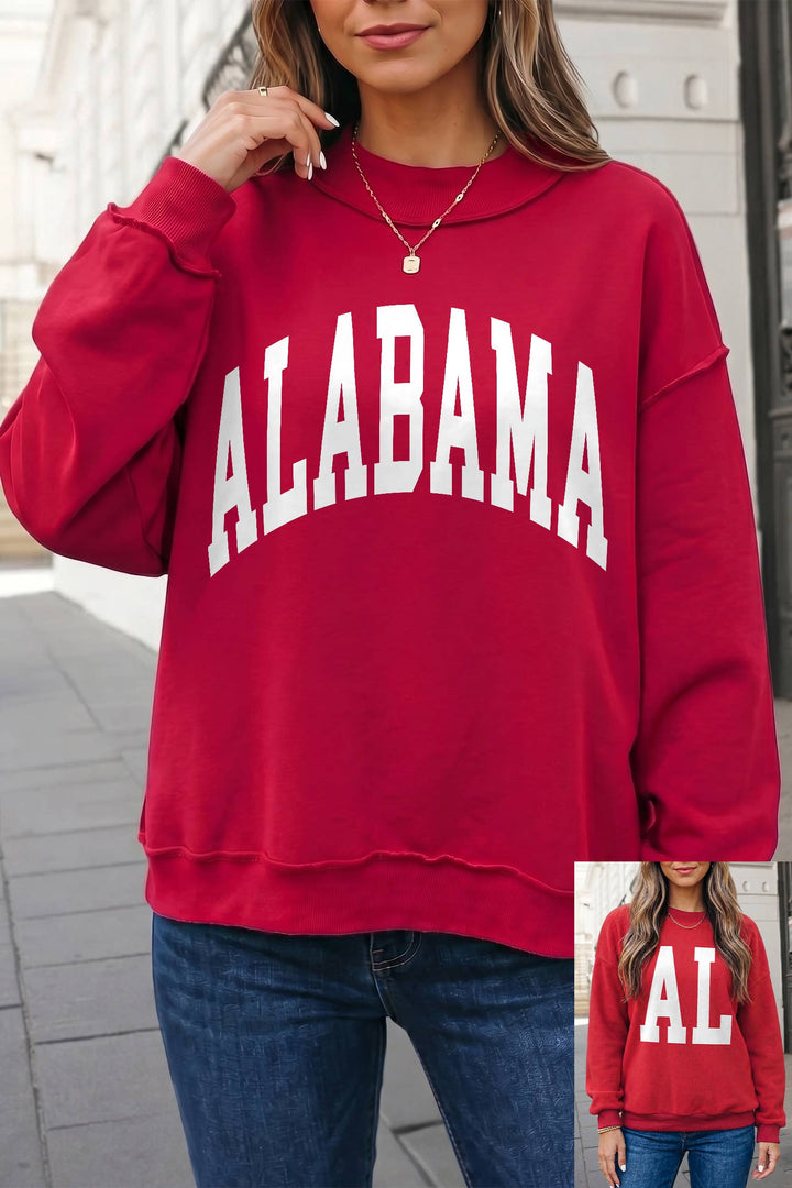 ALABAMA/ AL Letter Mock Neck Reversible Sweatshirt | S-XL