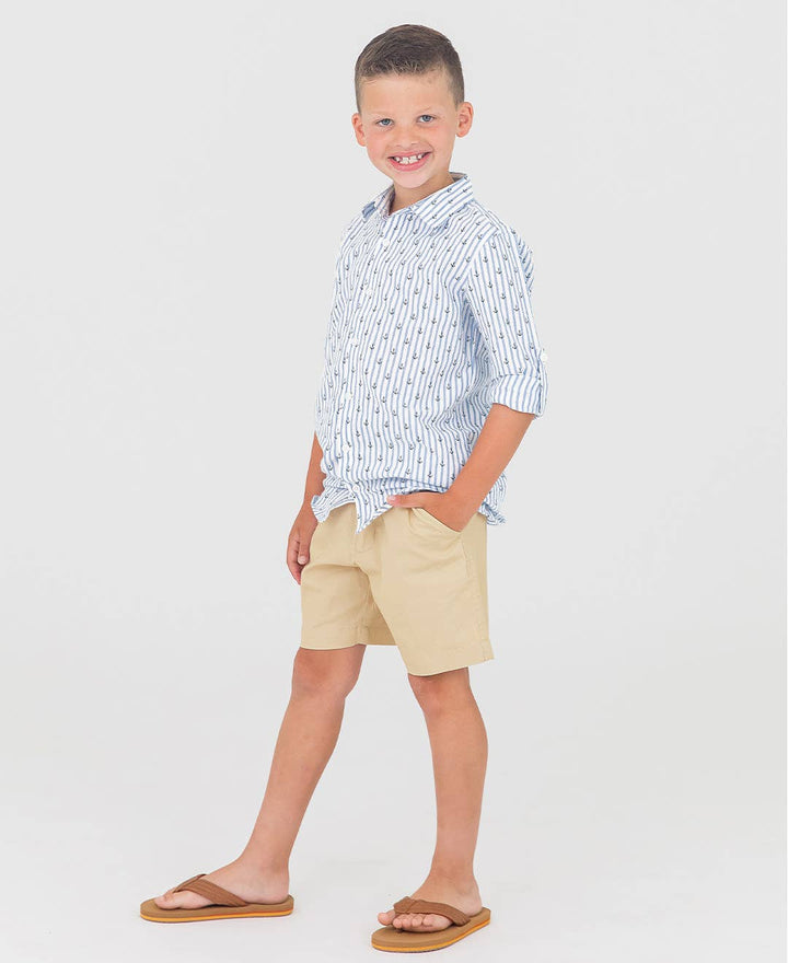 RuffleButts - Boys Khaki Stretch Chino Shorts