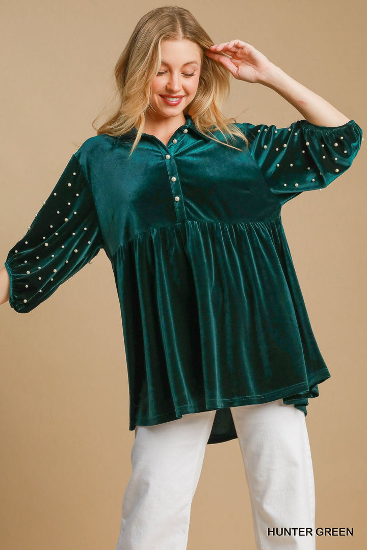 UMGEE Velvet Tiered Tunic Dress