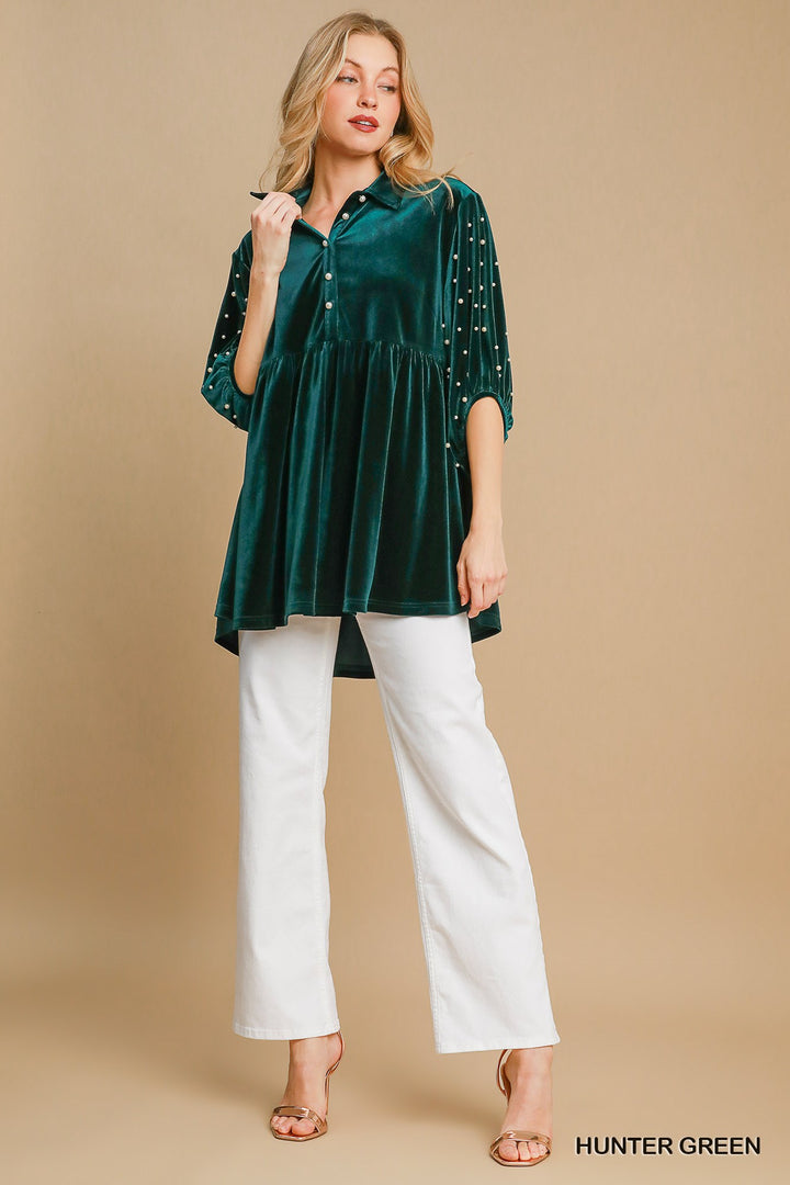 UMGEE Velvet Tiered Tunic Dress