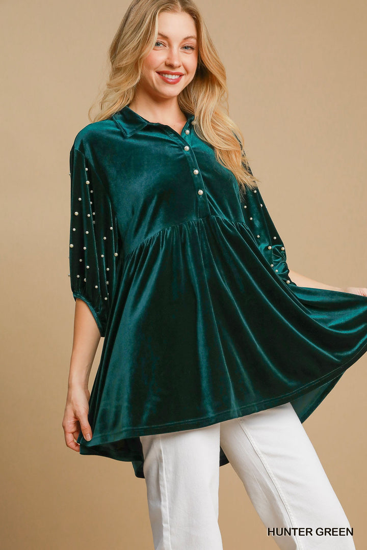 UMGEE Velvet Tiered Tunic Dress