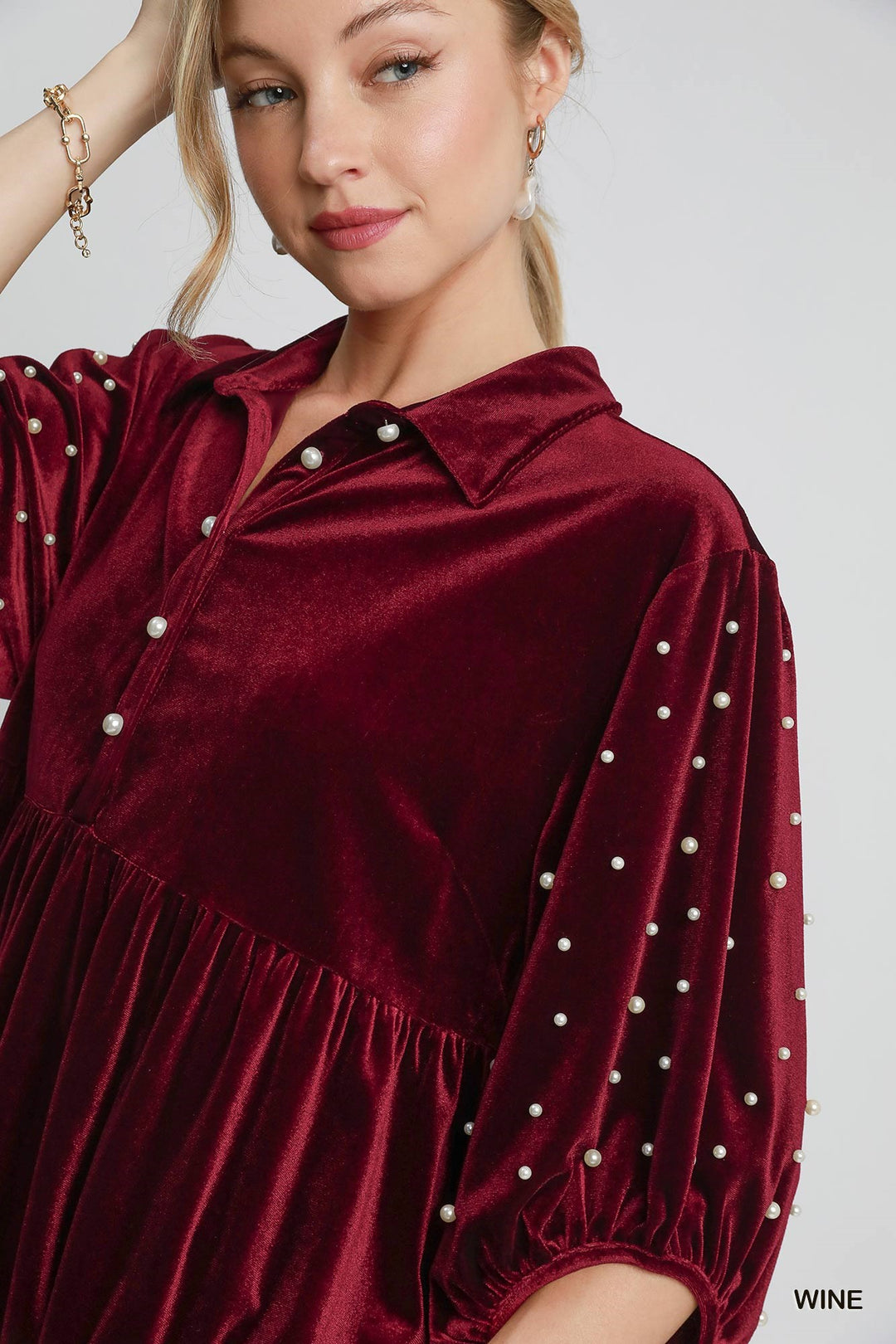 UMGEE Velvet Tiered Tunic Dress