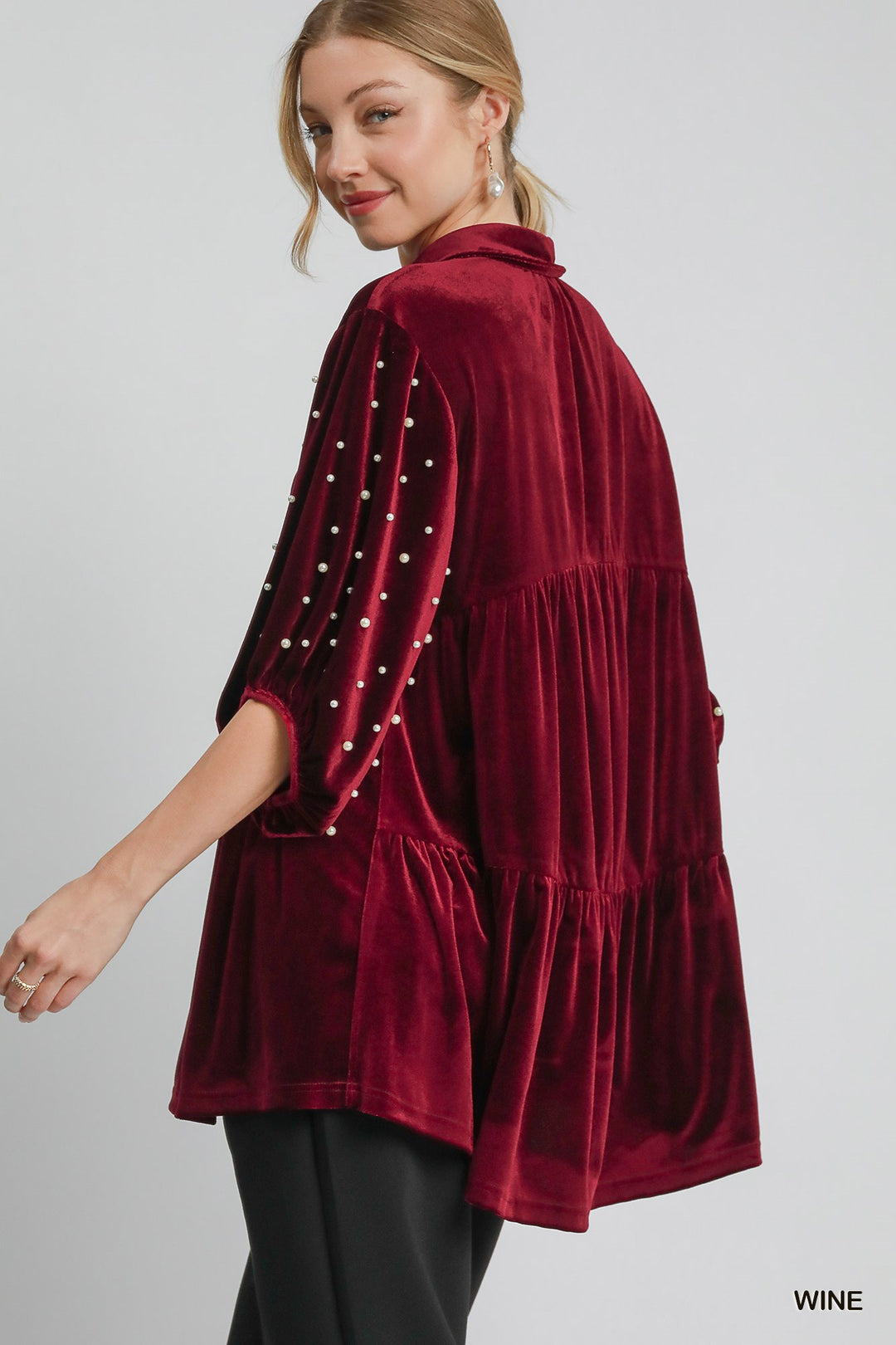 UMGEE Velvet Tiered Tunic Dress