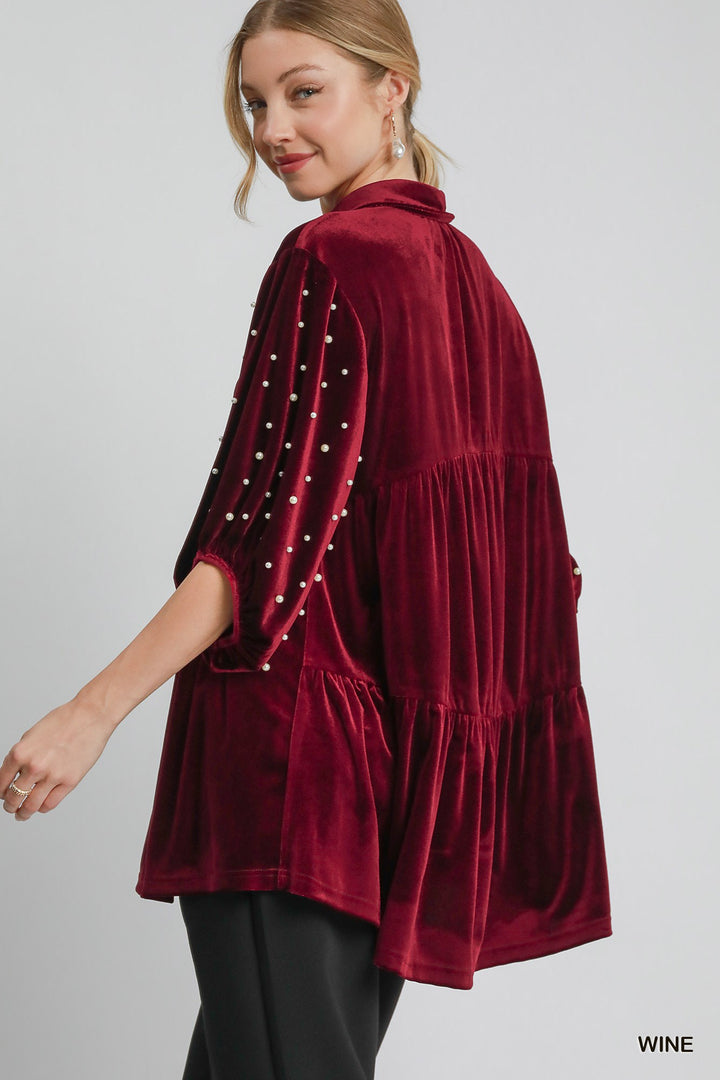 UMGEE Velvet Tiered Tunic Dress
