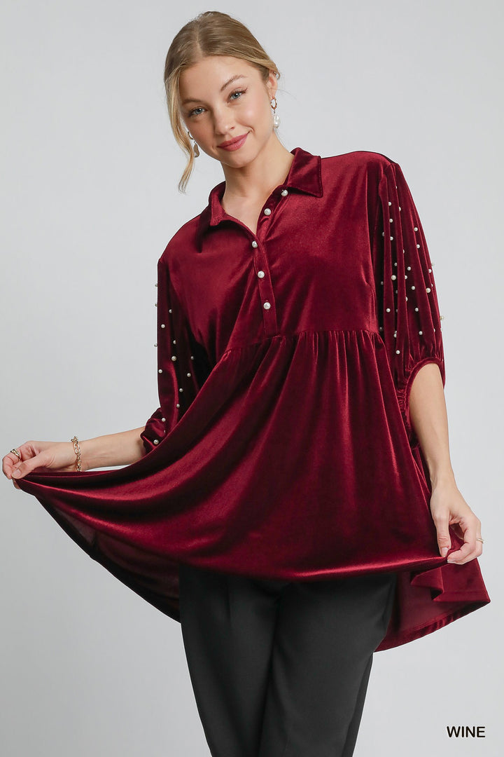 UMGEE Velvet Tiered Tunic Dress