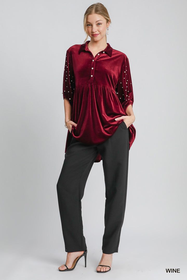 UMGEE Velvet Tiered Tunic Dress