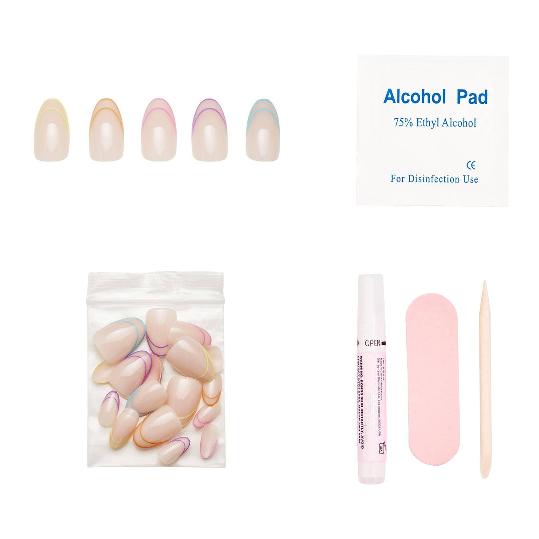 Glamnetic - Neon Lights Press-On Nails | Short Oval | Multicolor French