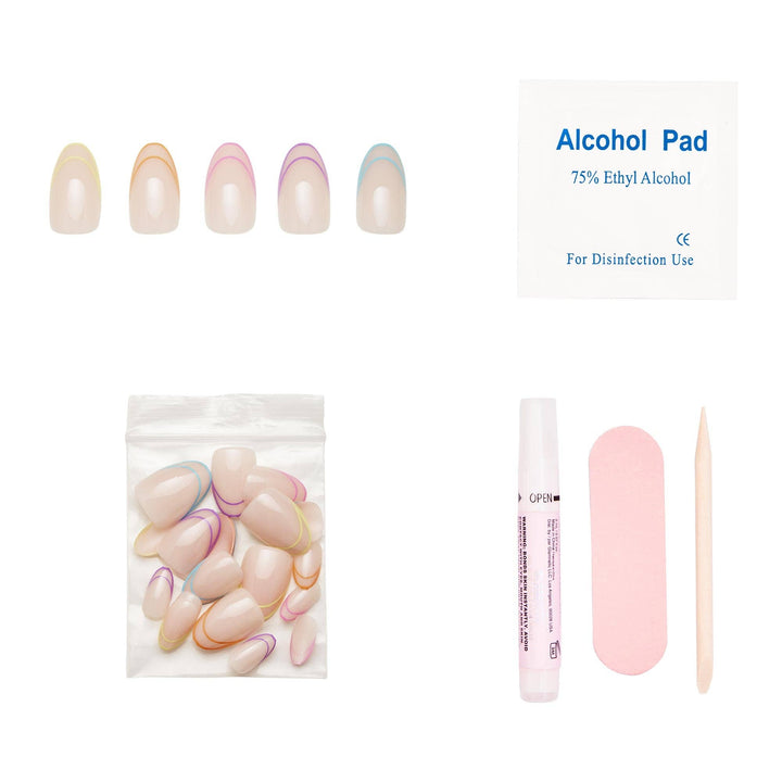 Glamnetic - Neon Lights Press-On Nails | Short Oval | Multicolor French