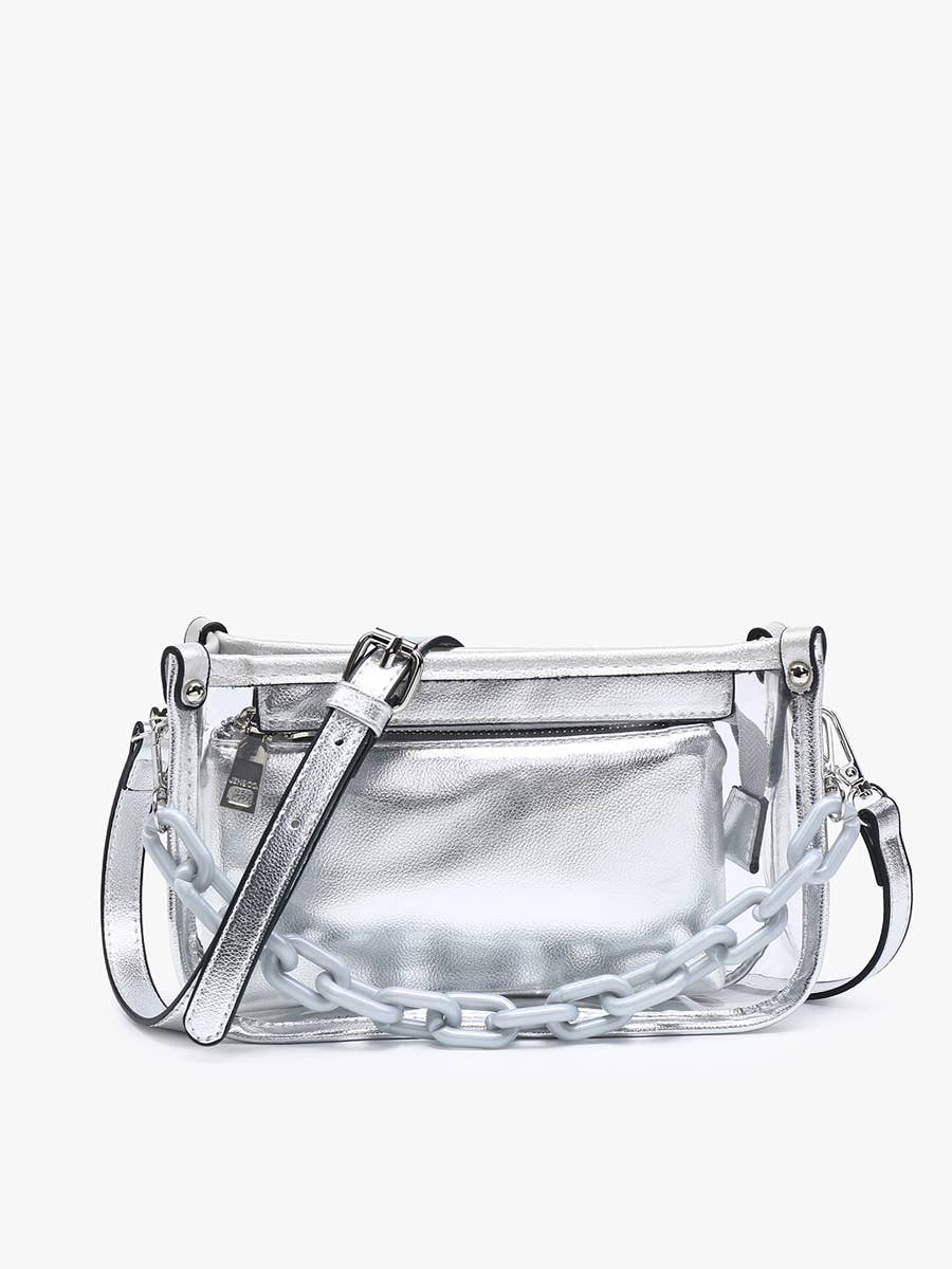 Jen &amp; Co. - Jessica Stadium Clear Crossbody Bag – Chain Strap | M2226CR