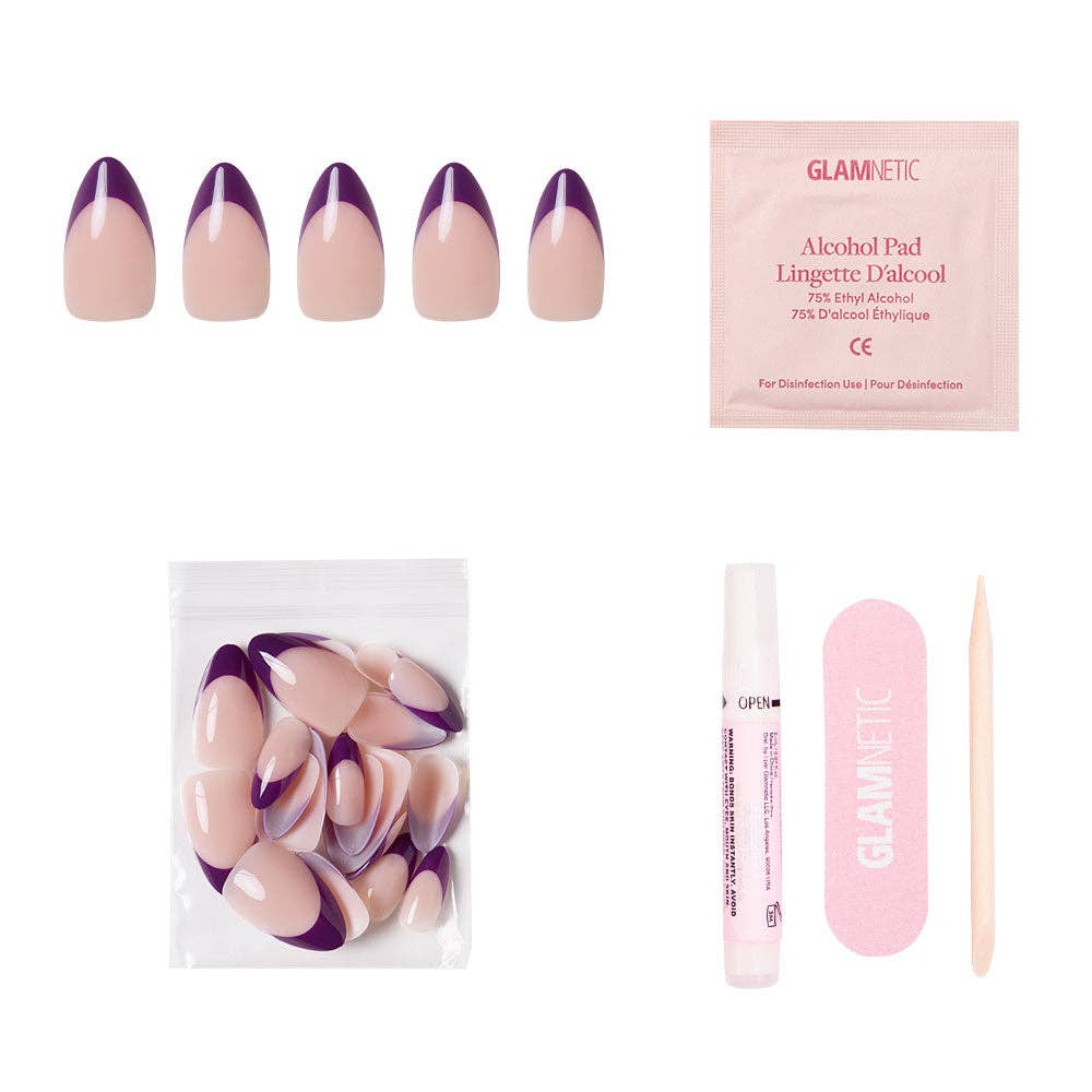 Glamnetic - Plum Press-On Nails | Purple French Tip | Short Almond