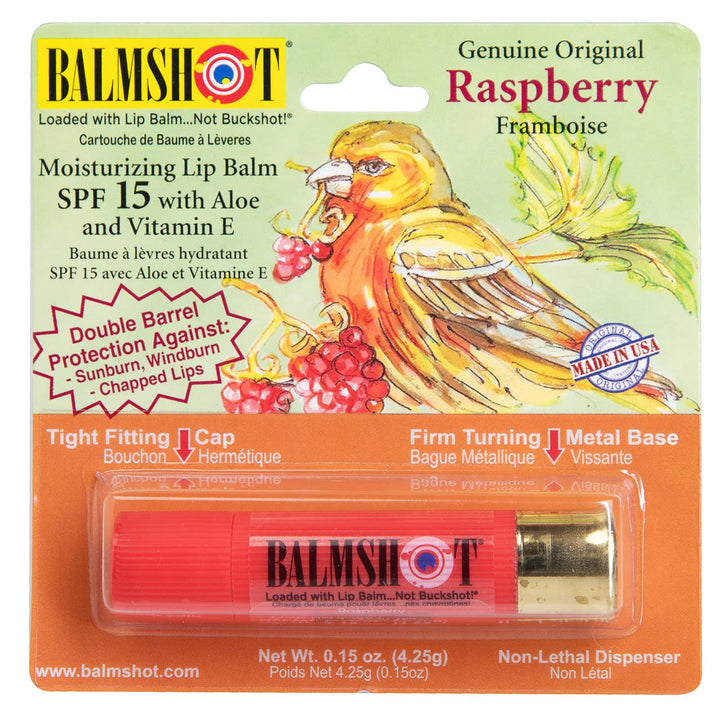 BALMSHOT Lip Balm - Shotgun Shell Lip Balm | Raspberry | SPF 15
