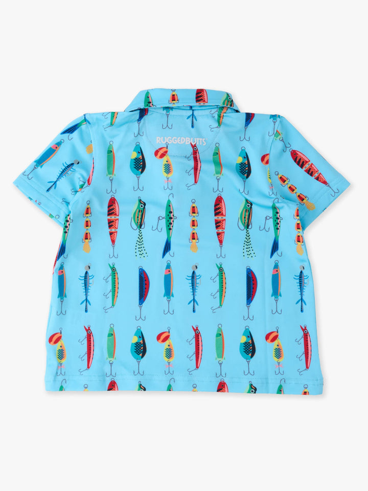 RuffleButts - Boys Gone Fishin Knit Short Sleeve Performance Polo