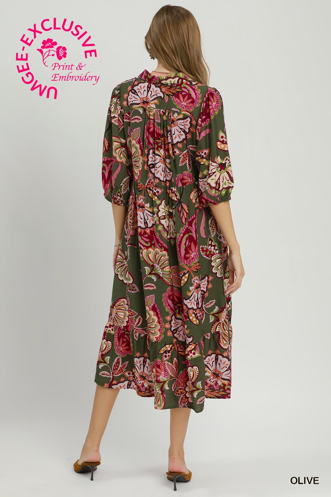 UMGEE EXCLUSIVE Boho Paisley Tiered Midi Dress