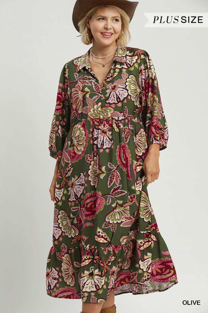 UMGEE EXCLUSIVE Boho Paisley Tiered Midi Dress