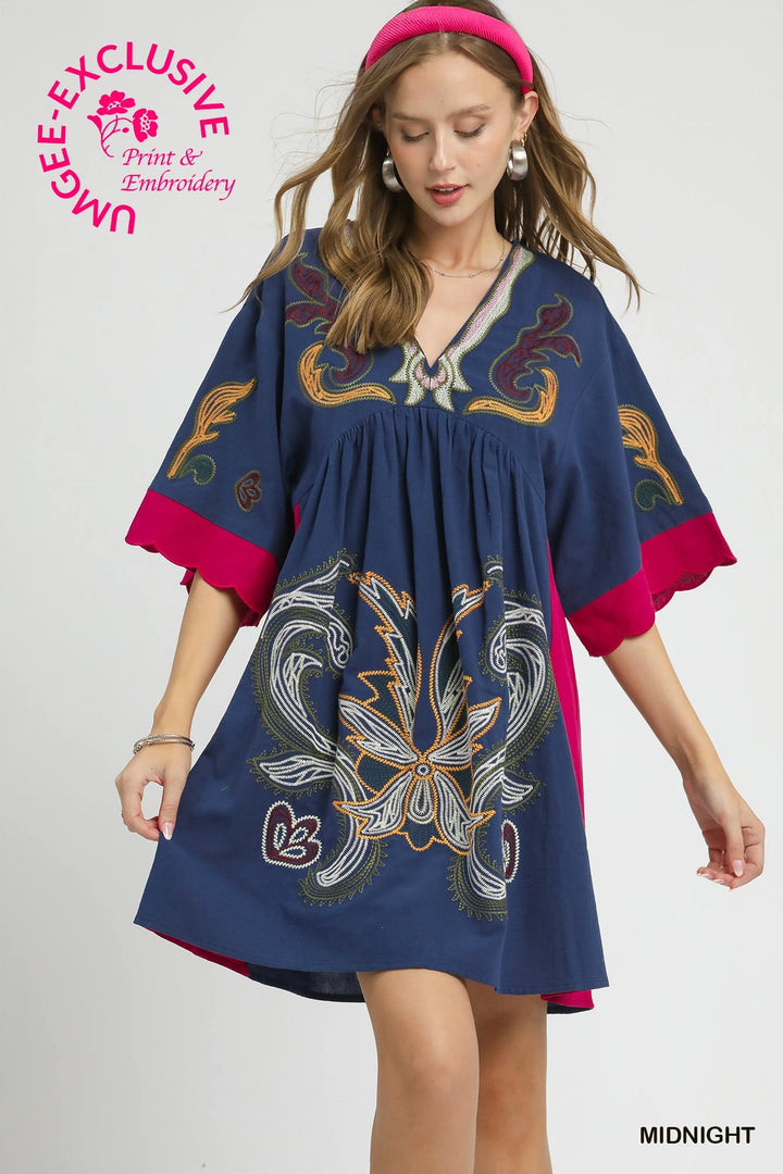 UMGEE EXCLUSIVE  Embroidered Boho Tunic Dress