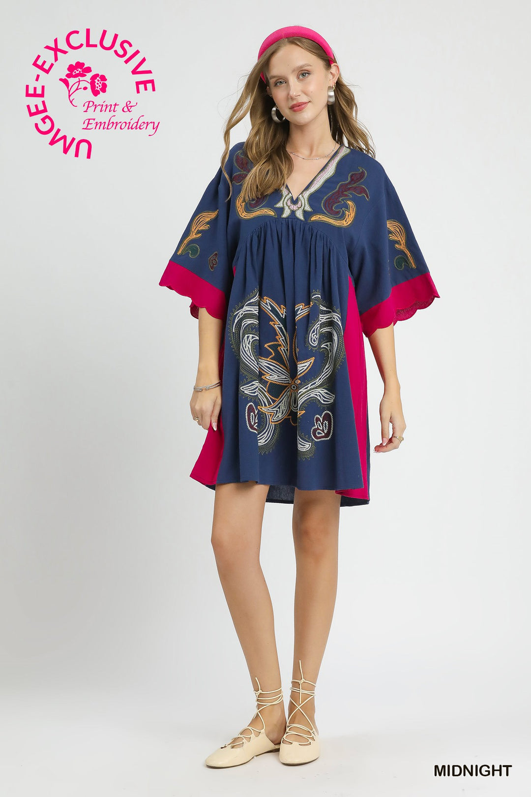UMGEE EXCLUSIVE  Embroidered Boho Tunic Dress