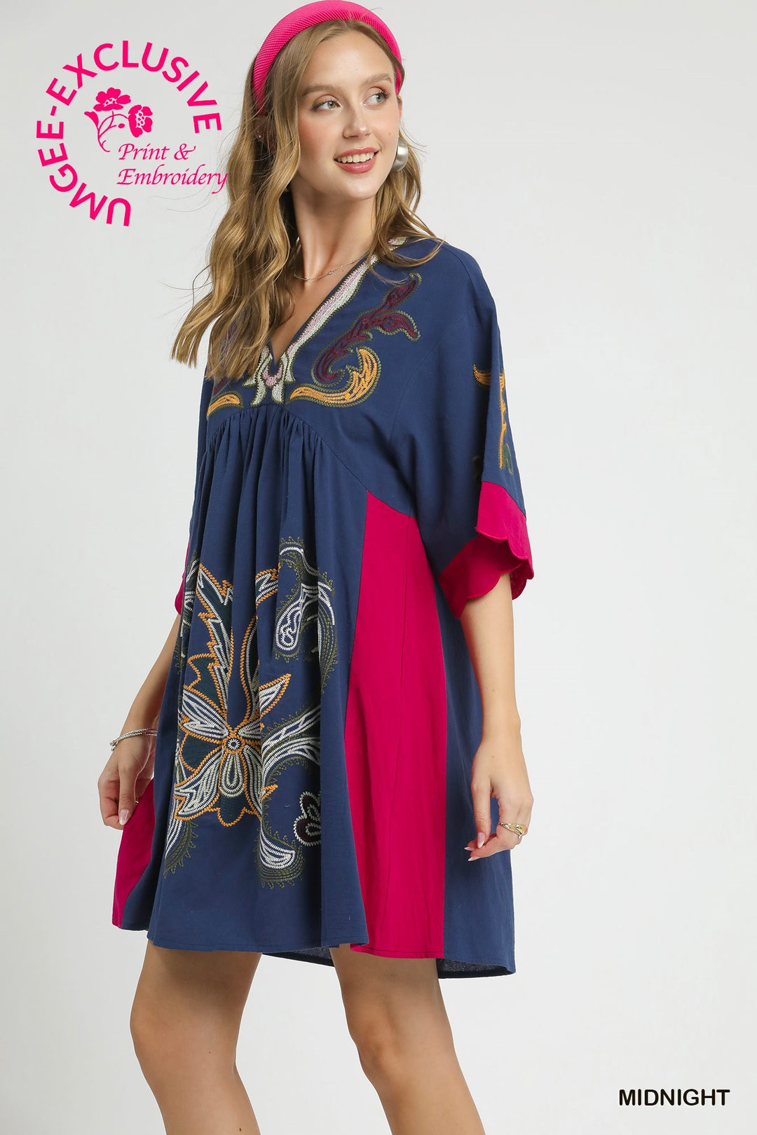 UMGEE EXCLUSIVE  Embroidered Boho Tunic Dress