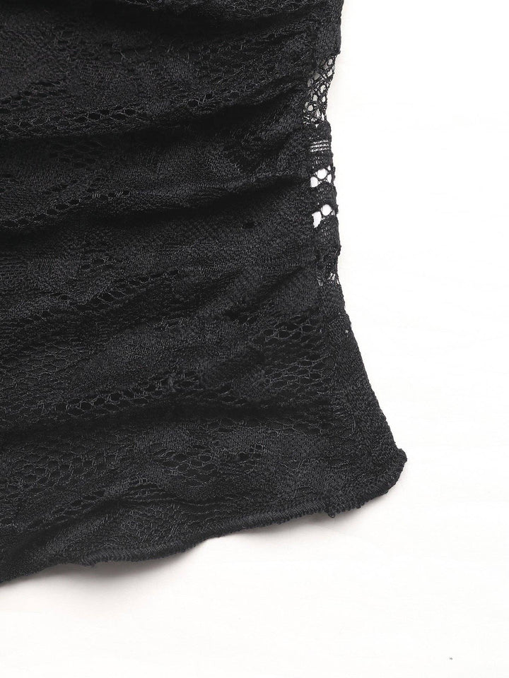Summer Lace-Back Sheer Tee Slim  Trendy Top