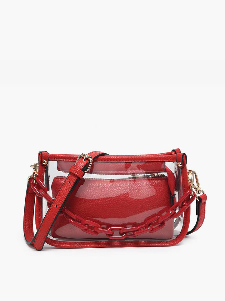 Jen &amp; Co. - Jessica Stadium Clear Crossbody Bag – Chain Strap | M2226CR