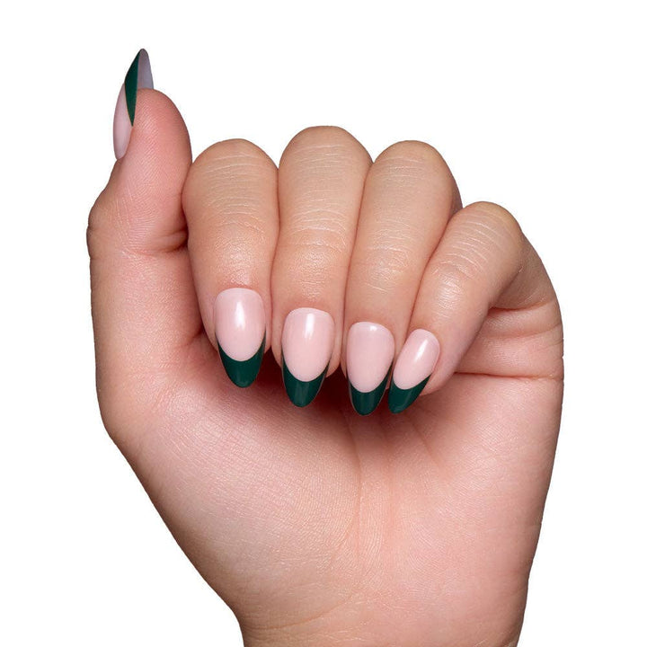 Glamnetic - Château Press-On Nails | Green French Tip | Short Almond