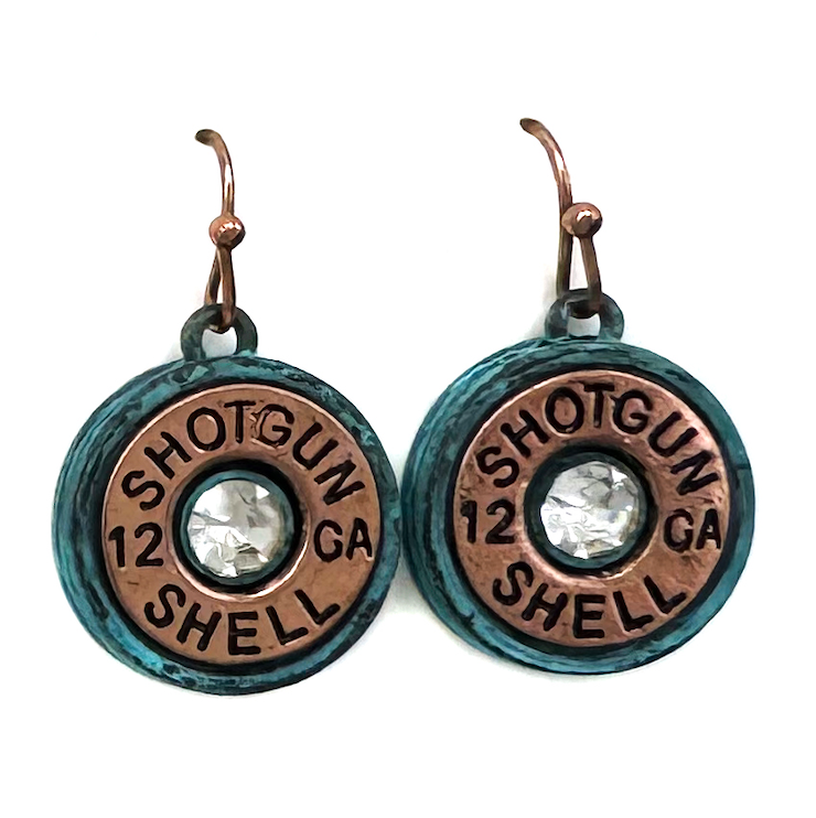 Lunar Deer - Classic Rhinestone Shotgun Shell Dangle Hook Earrings