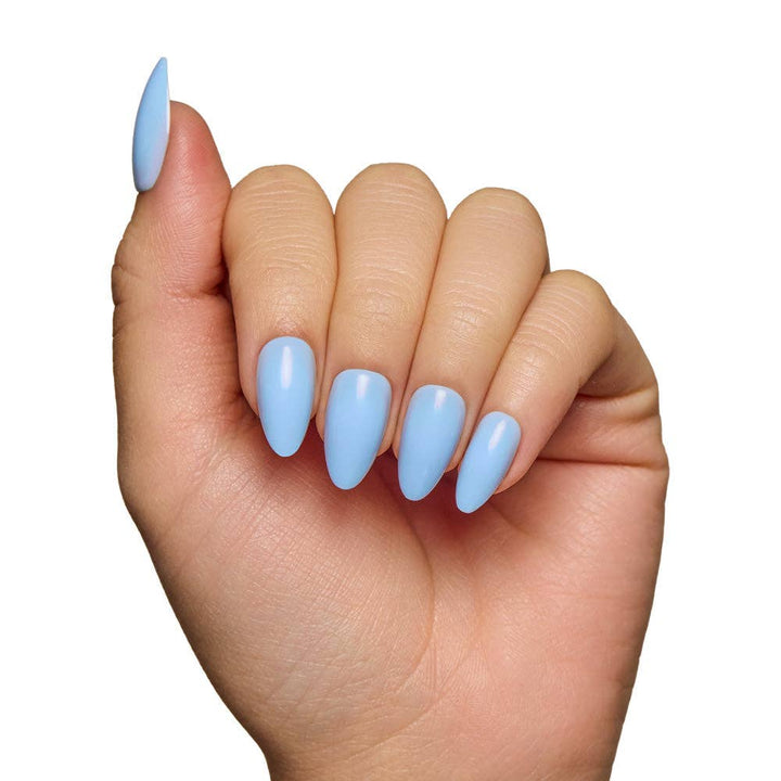 Glamnetic - Soft Blue Press-On Nails | Short Almond Solid Nail
