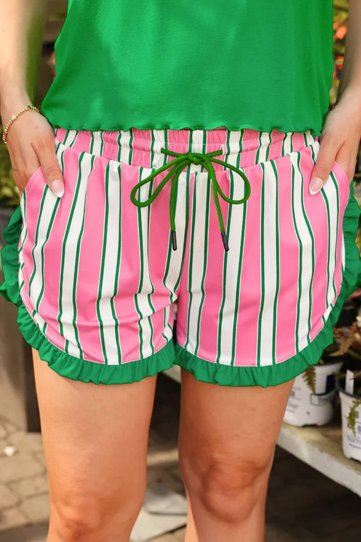 66DISCO - 66 Polka Dot/ Plaid/ Leopard Print Ruffle Trim Shorts (S-XL)