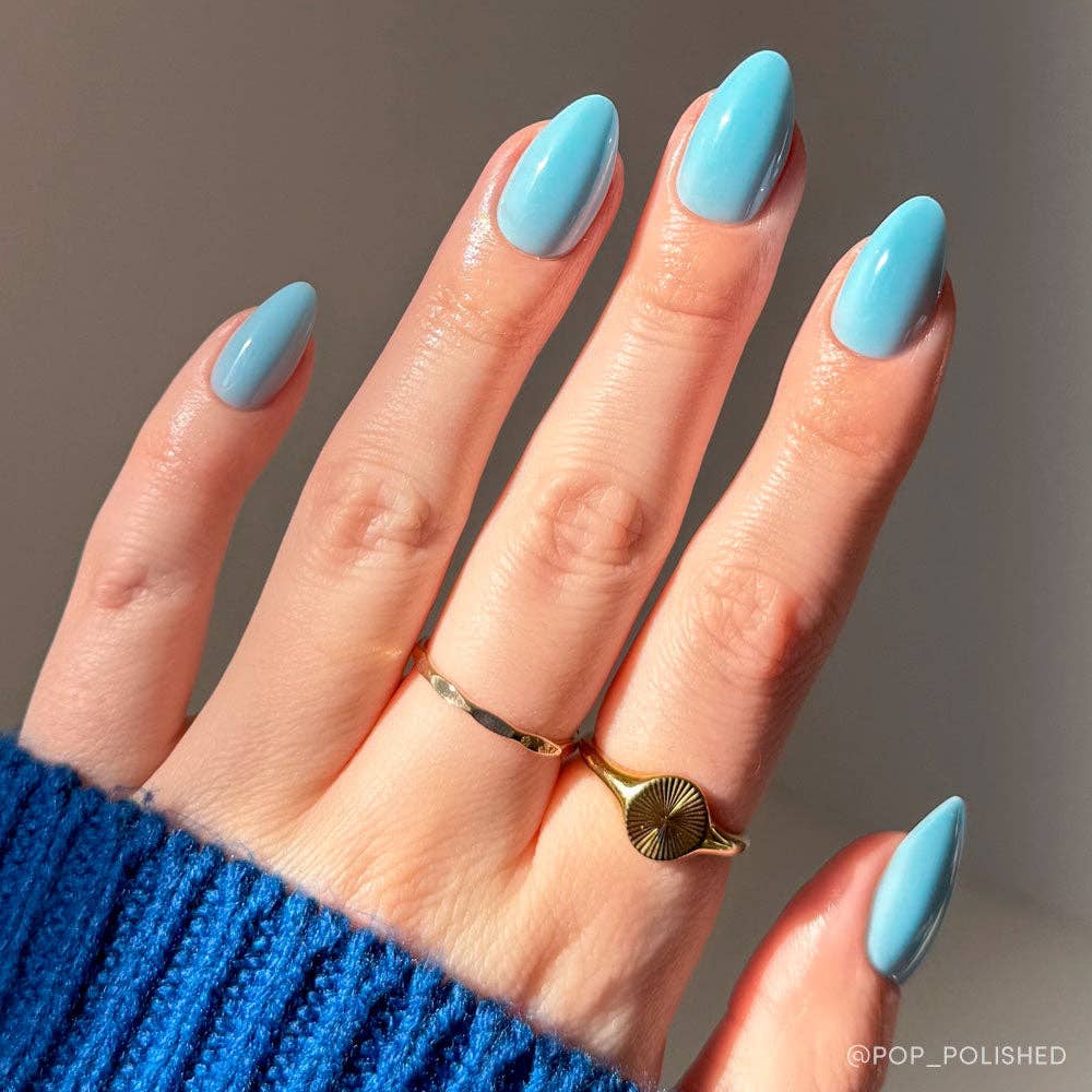 Glamnetic - Soft Blue Press-On Nails | Short Almond Solid Nail