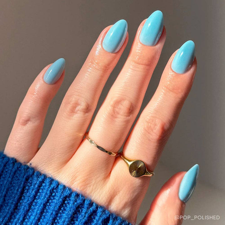 Glamnetic - Soft Blue Press-On Nails | Short Almond Solid Nail