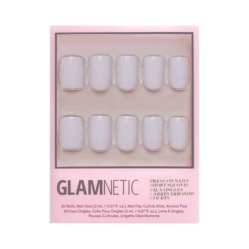 Glamnetic - Lilac Gray Press-On Nails | Short Squoval Solid Holiday