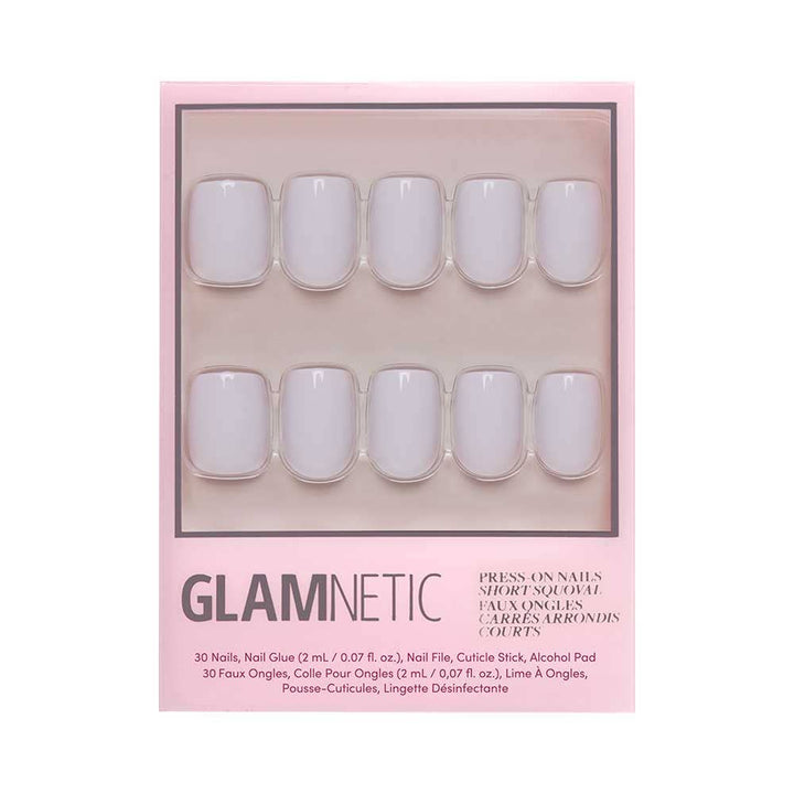 Glamnetic - Lilac Gray Press-On Nails | Short Squoval Solid Holiday