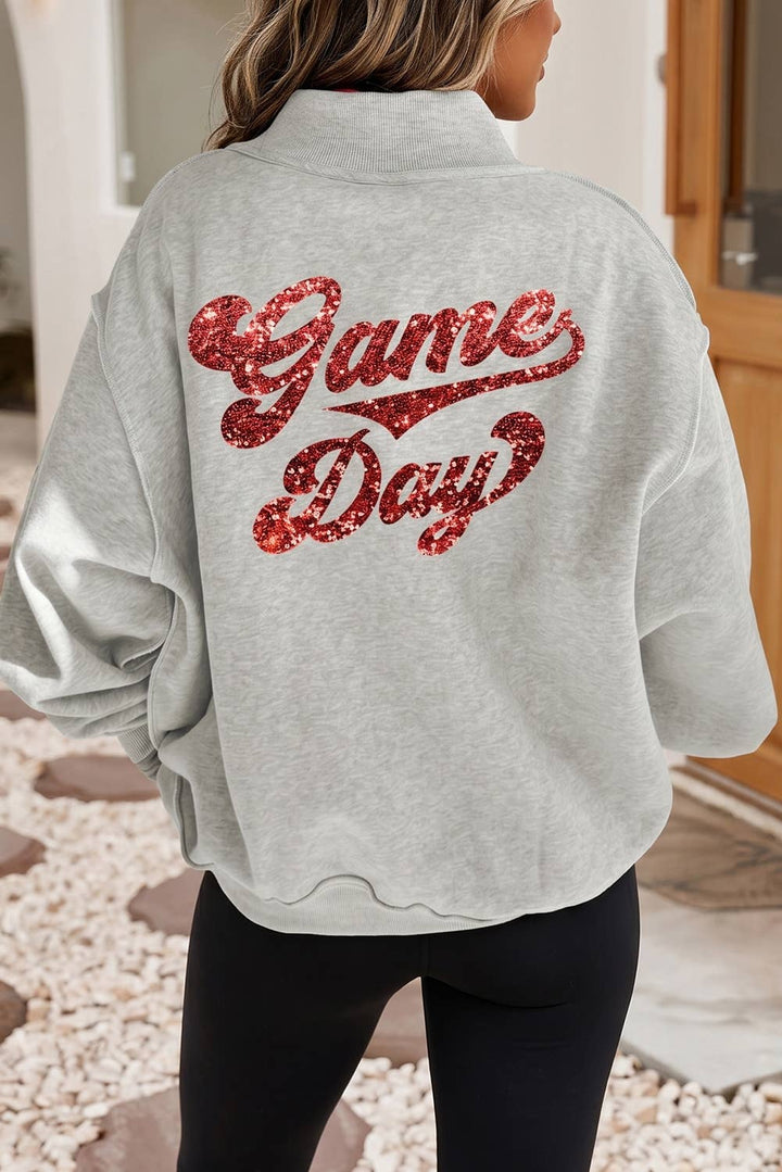 Little Daisy Closet - LDC Mock Neck Game Day Pullover Sequin Sweatshirt