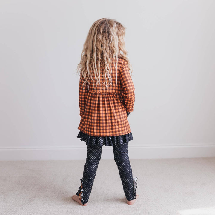 Kids Navy &amp; Rust Gingham Check Button Pocket Pant Fall Set