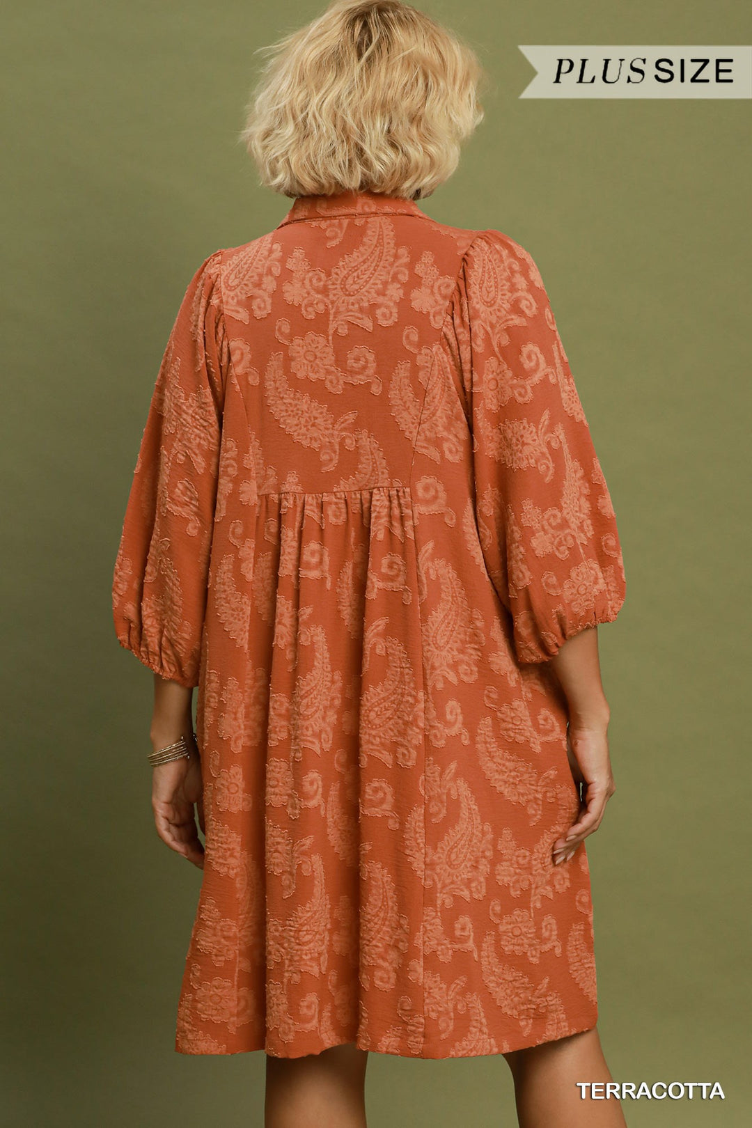 UMGEE Paisley Print Puff Sleeve Babydoll Dress