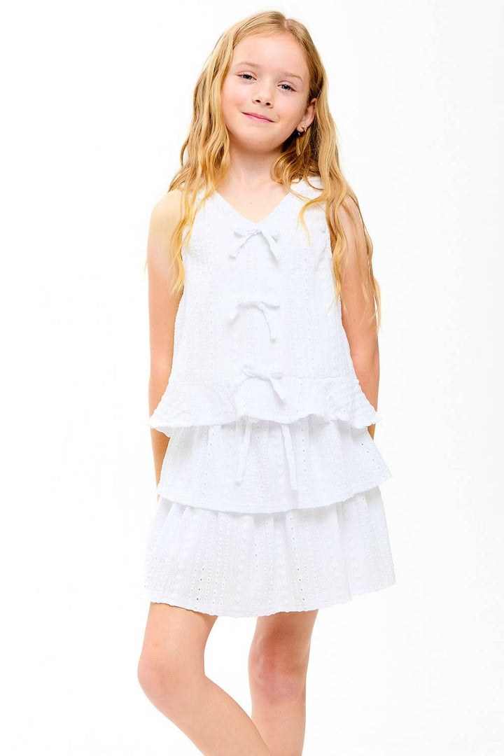 Embroidered Eyelet Tiered Ruffle Skort