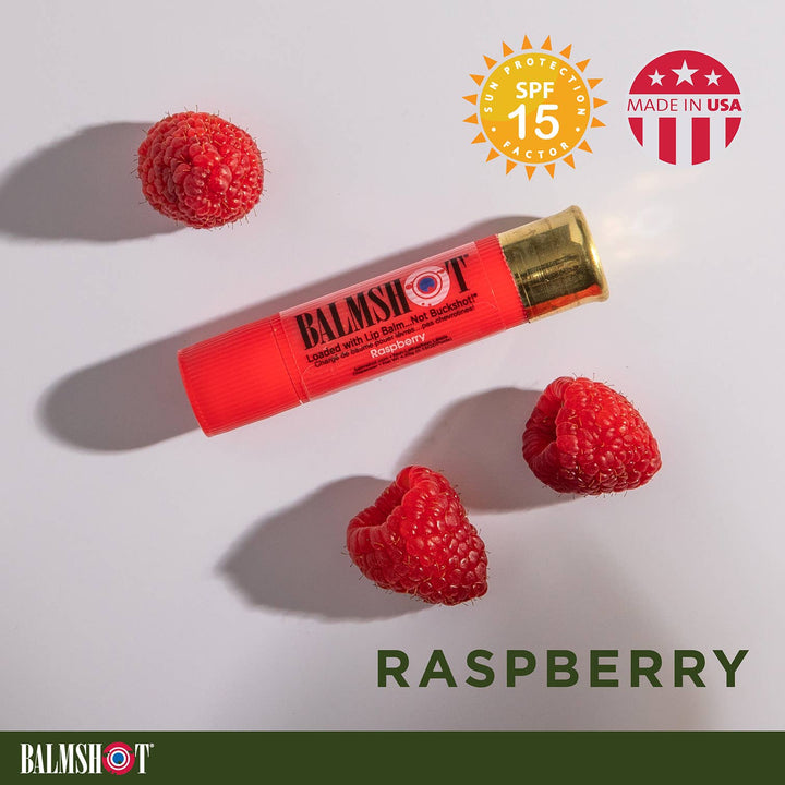 BALMSHOT Lip Balm - Shotgun Shell Lip Balm | Raspberry | SPF 15