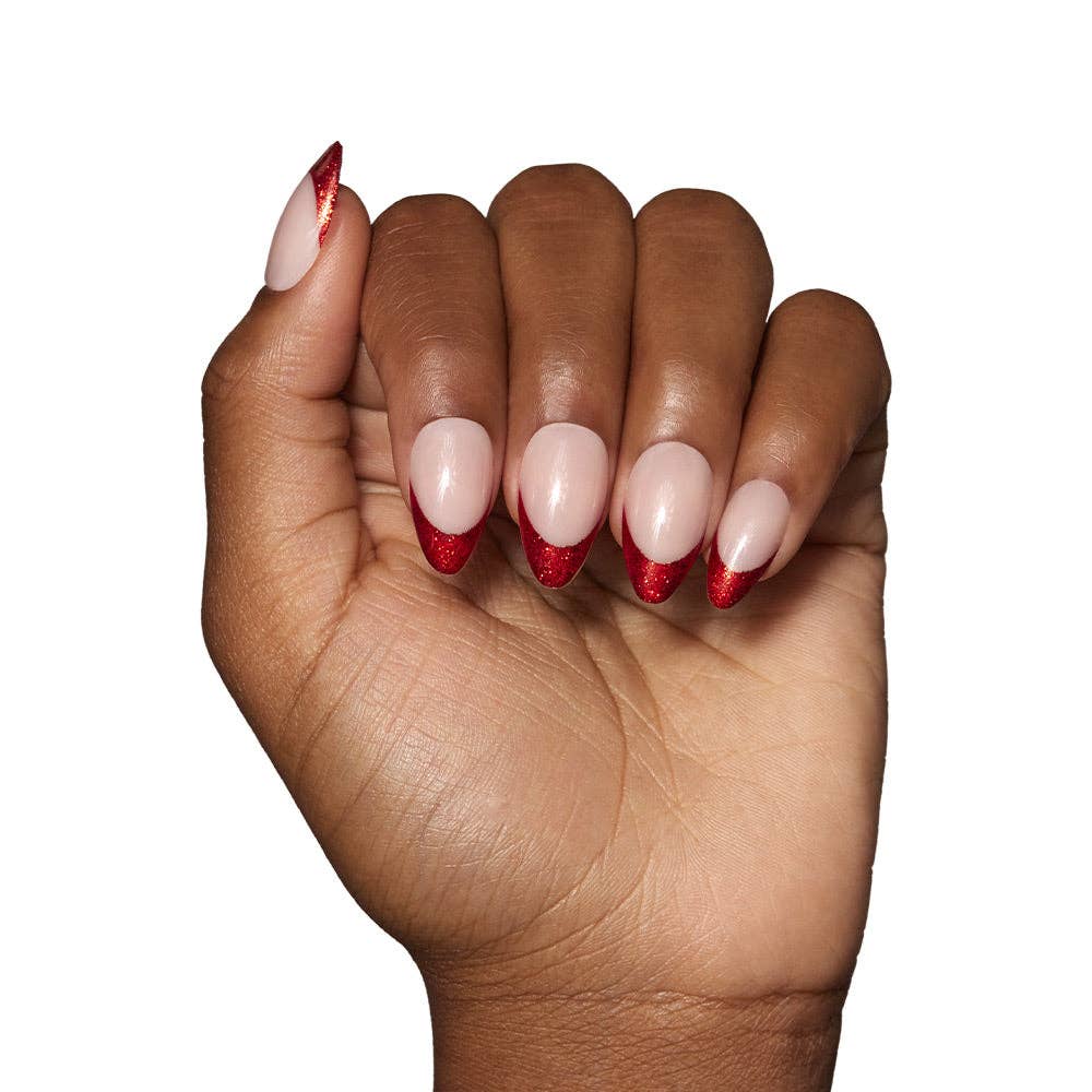 Glamnetic - Red Affair Press-On Nails | Short Almond Red Glitter Tips