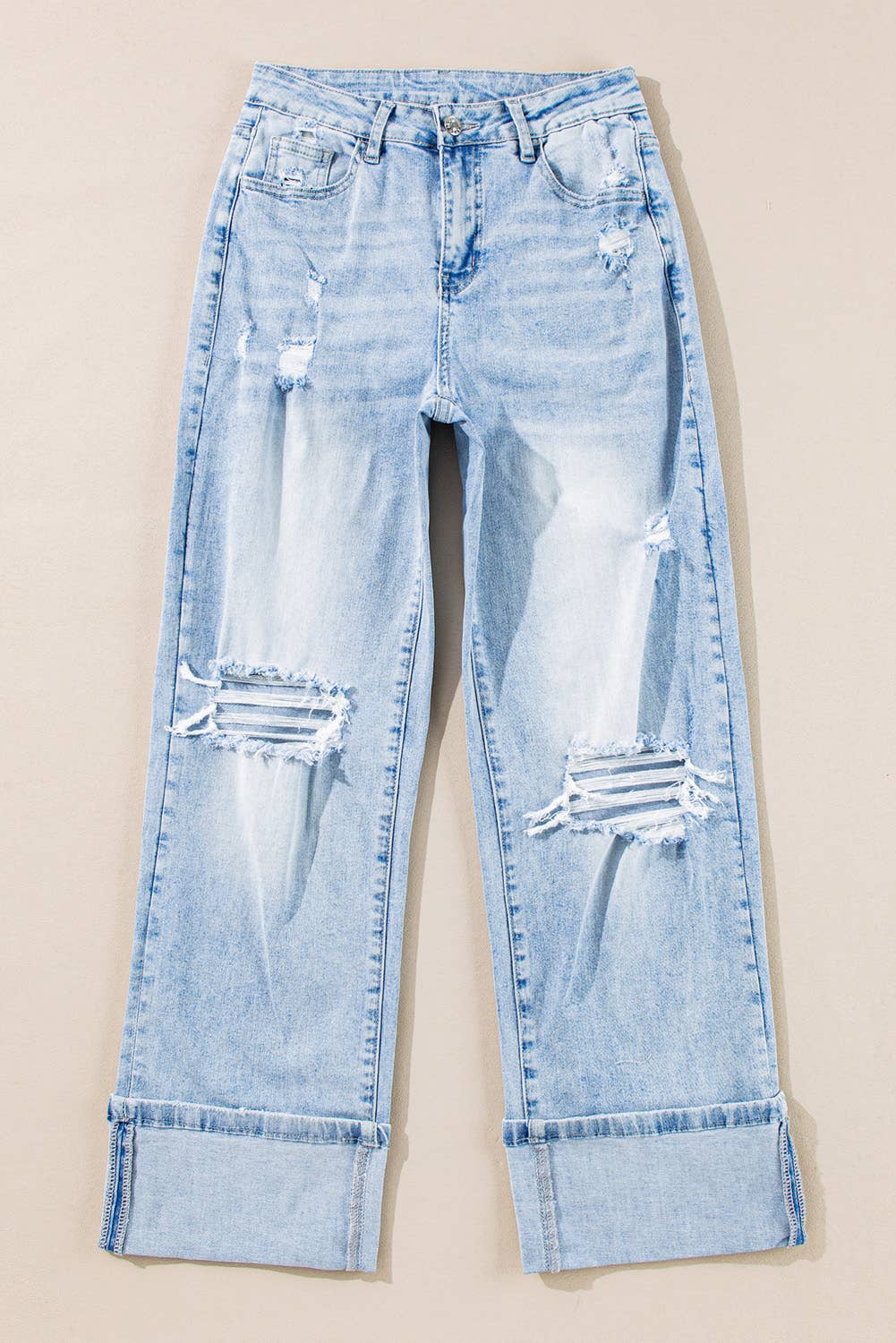 1 the Woman - Light Wash Distressed Flare Jeans