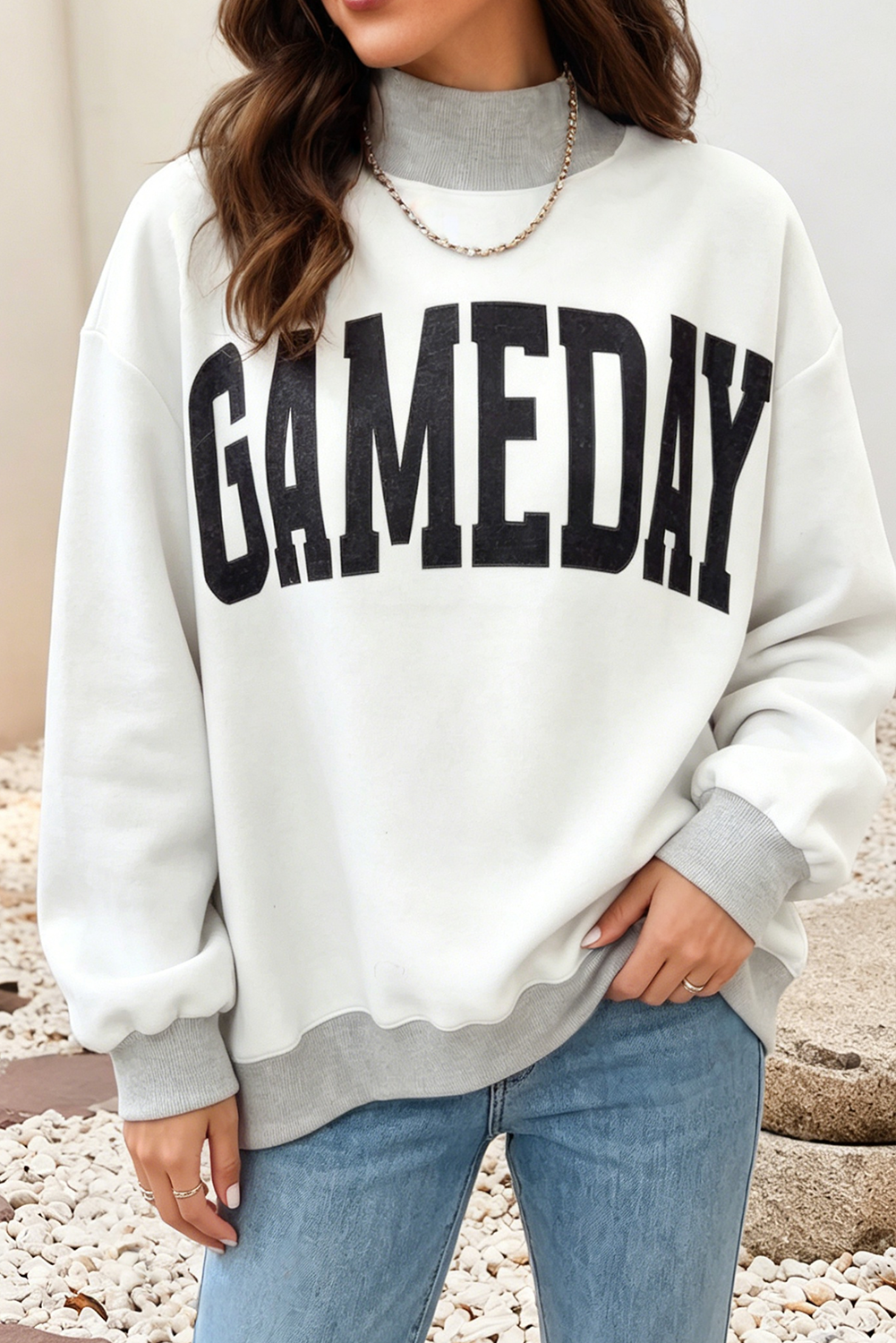 Little Daisy Closet - LDC Football Reversible Mock Neck Sweatshirt | S-4X