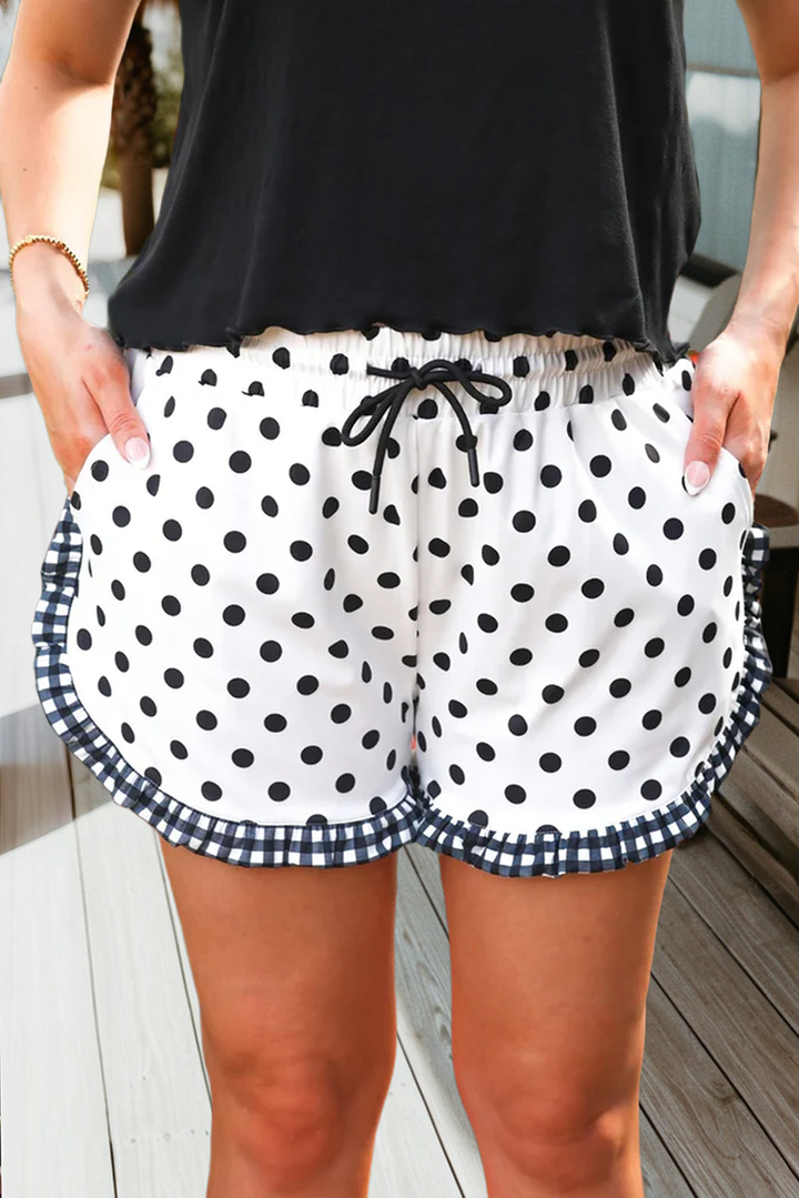 66DISCO - 66 Polka Dot/ Plaid/ Leopard Print Ruffle Trim Shorts (S-XL)