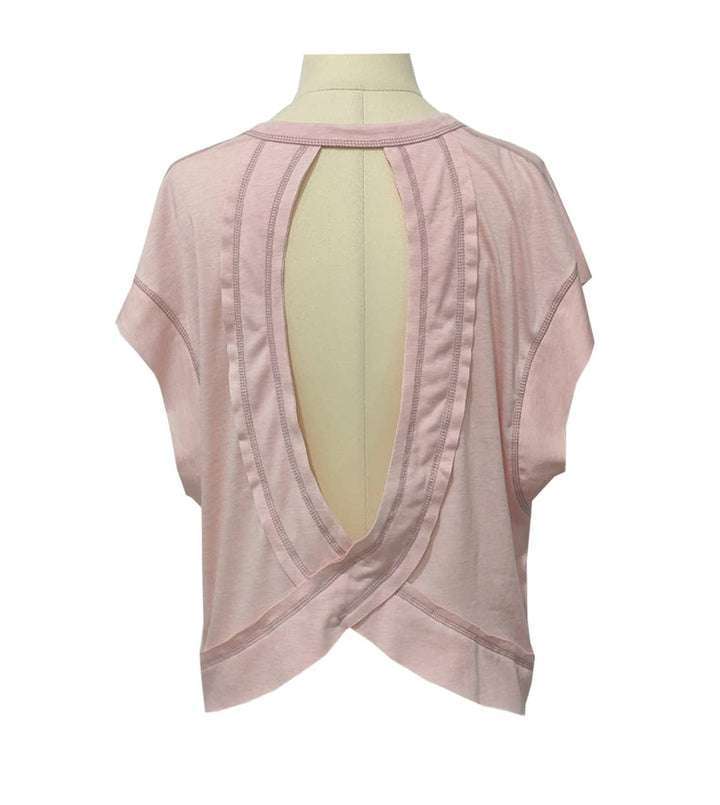 Wrapped Cutout Back Slouchy Tee Workout Shirt In Solid
