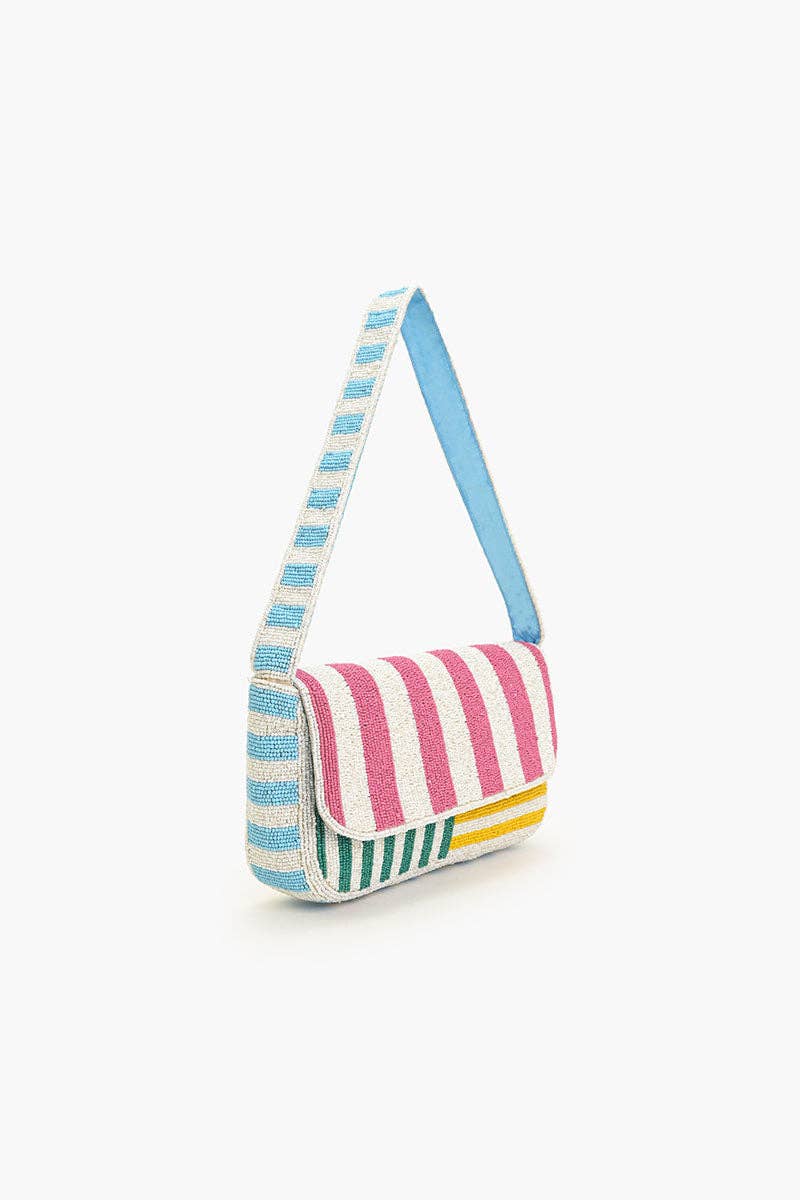 America &amp; Beyond - Candy Stripes Embelished Shoulder Bag