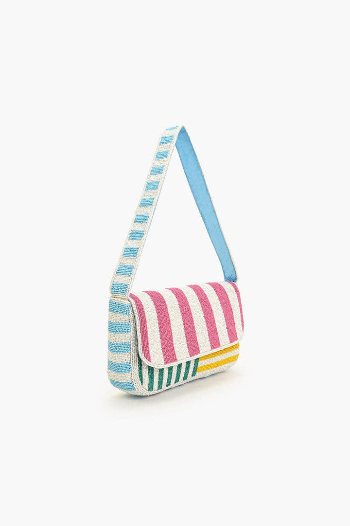 America &amp; Beyond - Candy Stripes Embelished Shoulder Bag