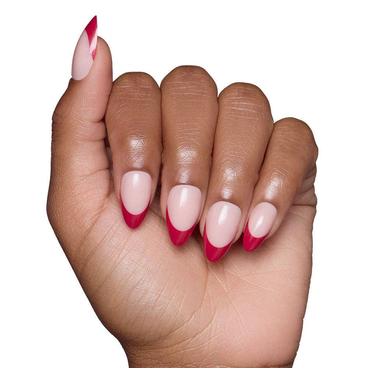 Glamnetic - Rose Garden Press-On Nails | Red French Tip | Short Almond