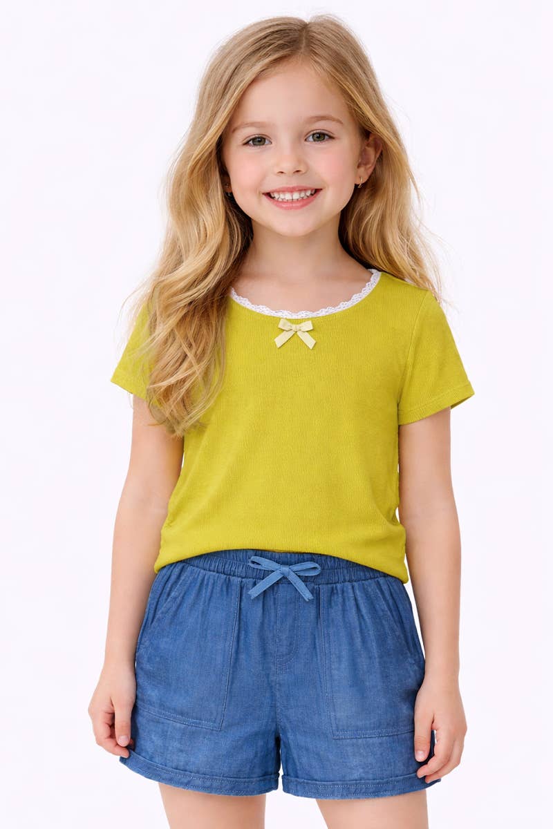 Toddler 2 pc Ribbed Knit/Chambray Short Set