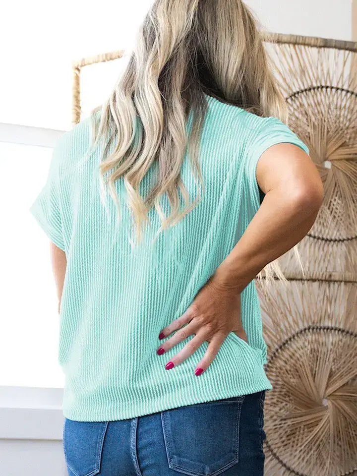 Pink Corded Knit  TEE