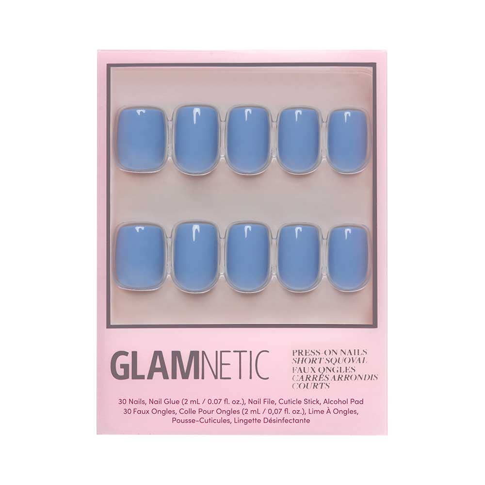 Glamnetic - Cashmere Blue Press-On Nails | Short Squoval | Holiday Nails