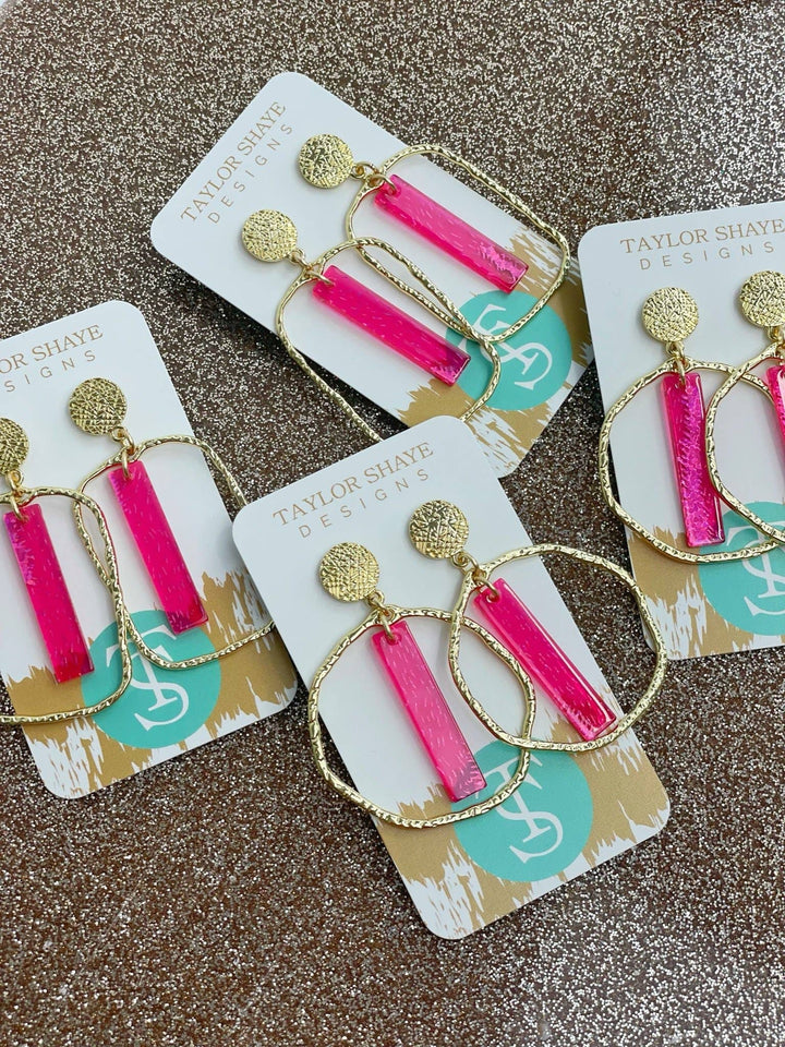 Taylor Shaye Designs - Hot Pink Stick Hoops