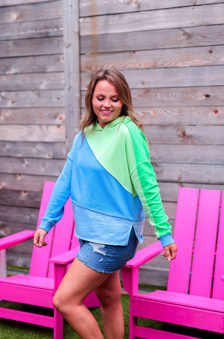 Jadelynn Brooke - Hoodie – Miles Ahead Hoodie - Morning Walk – Blues &amp; Limes
