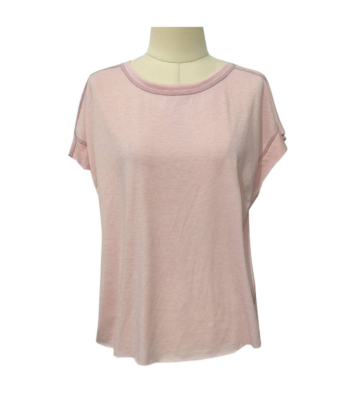 Wrapped Cutout Back Slouchy Tee Workout Shirt In Solid